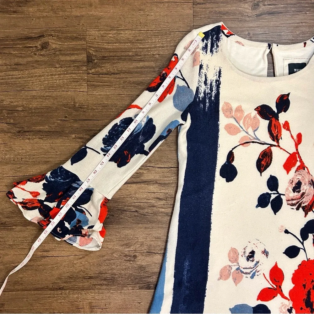 Maeve Anthousai Floral Knit Bell Sleeve Sweater Mini Dress - Picture 10 of 15